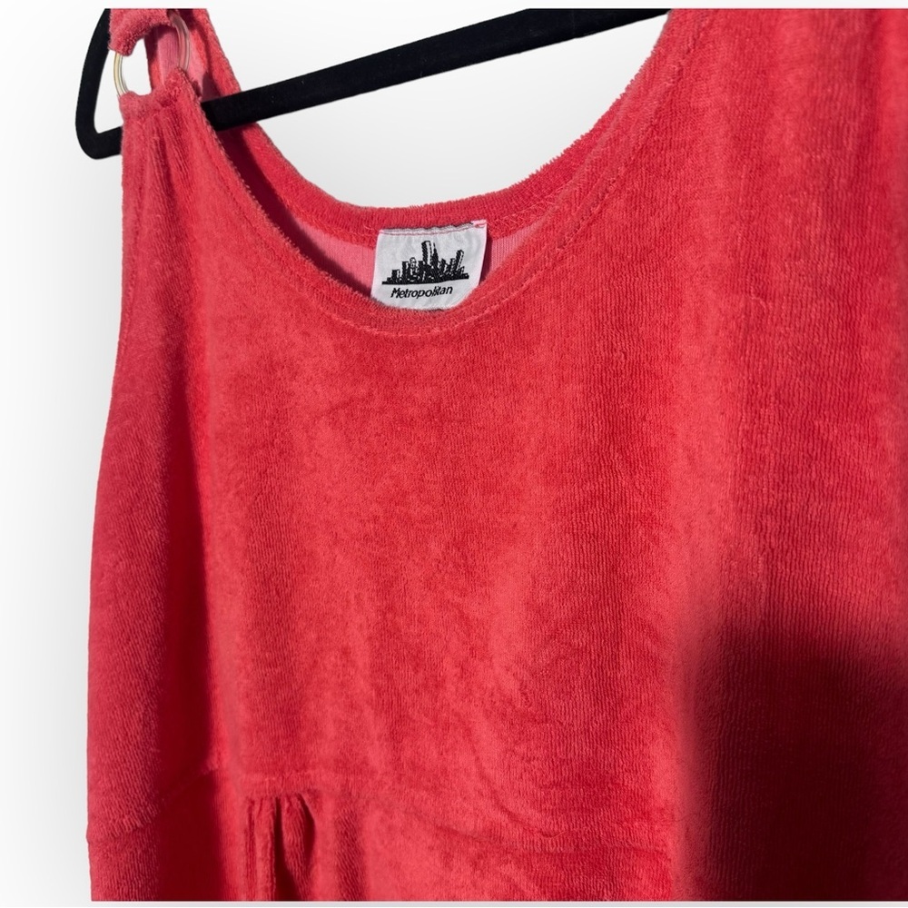 Metropolitan 90s Terrycloth Jumper dress Bright Orange coverup swim cover vtg - Picture 9 of 9